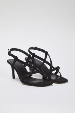 Trendyol Shoes Siyah Suet Bilekten Baglamal? Kare Burun Ince Topuklu Kad?n Sandalet TAKSS25TO00018 - Trendyolmilla фото 7