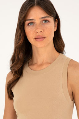 U. S. Polo Assn / Женская футболка без рукавов светло-коричневого цвета с круглым вырезом - U.s. polo assn фото 9