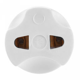 Переходник 16А 4,5х3,5х3см, круглой формы, с тремя отверстиями, пластик/металл, белый (Россия)