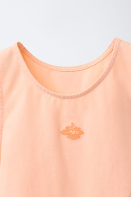 CAMISETA CUT OUT BORDADO / Naranja