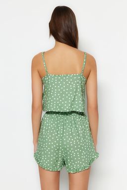 Trendyolmilla Beyaz Puantiyeli F?rf?r Detayl? Ip Ask?l? Viskon Sortlu Dokuma Pijama Tak?m? THMSS21PT0742 фото 7