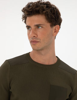 Koyu Haki Regular Fit Bisiklet Yaka Triko Kazak - Pierre cardin фото 2