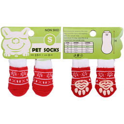 Цена за 5 шт. Носочки для животных "LAPUSIK", принт олененок, цвет красный, размер s, 2,5см