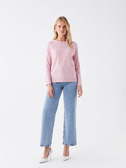 Bisiklet Yaka Kendinden Desenli Uzun Kollu Kad?n Triko Kazak - Waikiki фото 2