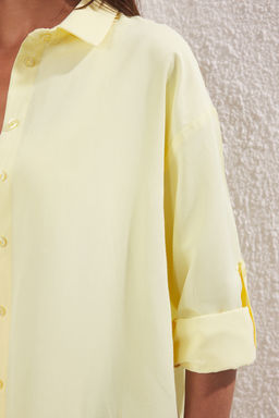 TRENDYOLMILLA Mavi Cizgili Dokuma Plaj Gomlegi TBESS22GO0664  фото 9