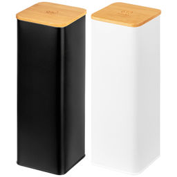 Набор 2 банок д/сыпучих продуктов 2,3 л 9,5*9,5*26,5 см, белая + черная с бамбук.крышк