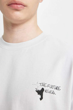 Футболка Comfort Fit с круглым вырезом и короткими рукавами с принтом на спине - Defacto фото 6