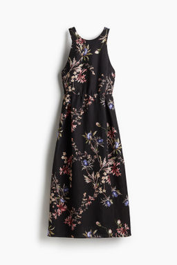 Vestido en mezcla de lino con lazada detr?s