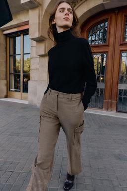 HOUNDSTOOTH CARGO TROUSERS - Zara фото 3