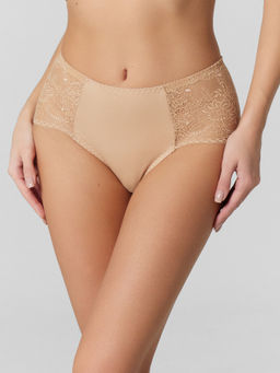 Цена за 2 штуки! Трусы макси женские бежевые с кружевом