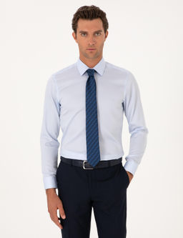 A__k Mavi Slim Fit Non Iron Klasik G_mlek