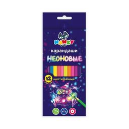 KANZY Набор неоновых карандашей Веселый совенок NCP-4012 заточенный 8 х 12 цв