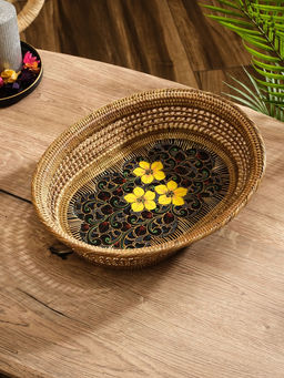 Корзинка плетёная из ротанга «Цветы 2», 34×26×7 см, МИКС