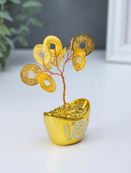 Денежное дерево декоративное «Сувенир бонсай. Слиток золота», 9 монет, 3.3×5×8 см
