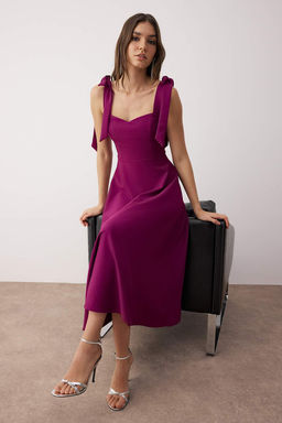 Murdum A-Kesim Ask? Baglama Detayl? Dokuma Midi S?k Abiye Gece Mezuniyet Elbisesi TPRSS24EL00251