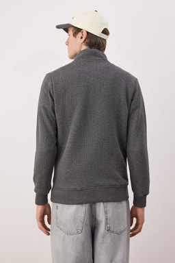 Siyah Regular/Normal Kesim Dokulu Etiket Detayl? Fermuarl? Sweatshirt TMNAW26SW00062 - Trendyolmilla фото 30