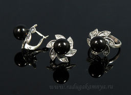 Кольцо Серьги с агатом размер 20