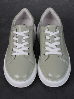 05-PDD215-3 GRAY GREEN Кроссовки женские (натуральная кожа)
