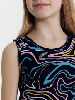 Топ для девочек в черном цвете с принтом линиии - Mark formelle фото 5