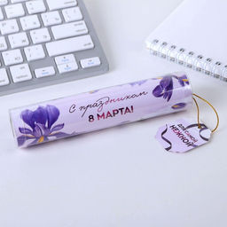 Ручка шариковая, синяя паста, 1.0 мм, в тубусе, пластик 8 марта: Для самой нежной