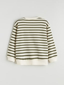 Bisiklet Yaka ?izgili Erkek ?ocuk Sweatshirt