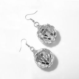 Серьги Диско-шар, цвет серебро