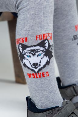 Волк, колготки детские серый/116-122