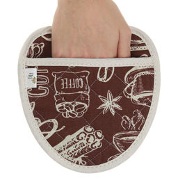 Прихватка с запахом 20х20см Эспрессо, вид 1, форма Клубника, рогожка 171г/м2, хлопок 100%, наполнитель - ватин 280г/м2, на пластмассовом подвесе, Домашняя мода (Россия)  фото 3