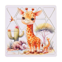 Пазлы малые Жираф 20см х 20см (древесный материал)
