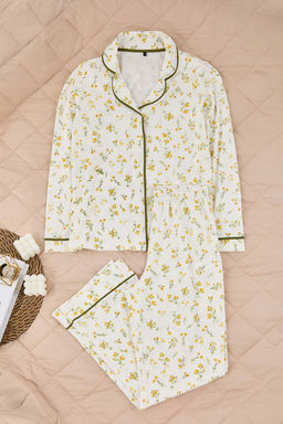 Trendyolmilla Pembe %100 Pamuklu Cicekli Biyeli Orme Pijama Tak?m? THMAW25PT00202  фото 17