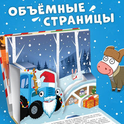 Книжка-панорамка 3D Новогоднее чудо с Синим трактором, 12 стр., Синий трактор  фото 2