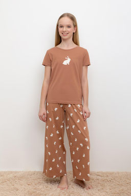 Crockid _ КБ 2827/кофейный мусс,белый кролик пижама для дев