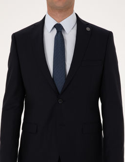 Lacivert Slim Fit %100 Y_n _izgili Tak_m Elbise