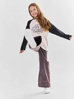 Джинсы для девочек коричневые Wide leg - Mark formelle фото 5