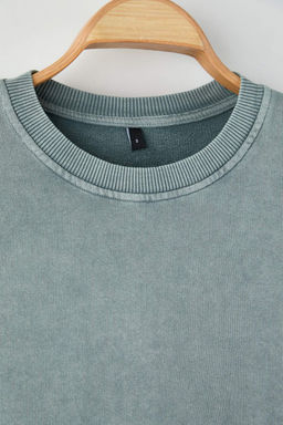 Gri Yeni Oversize/Genis Kesim Eskitme/Soluk Efekt Kal?n Sweatshirt TMNAW26SW00022