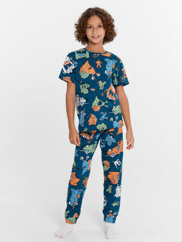 Комплект для мальчиков (футболка, брюки) синий с монстриками - Mark formelle фото 2