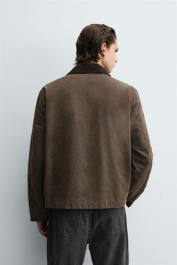 CONTRAST WAXED-EFFECT JACKET - Zara фото 3