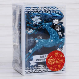 Ёлочные игрушки Морозный день, шары новогодние, набор 22 шт., синий - Зимнее волшебство фото 2