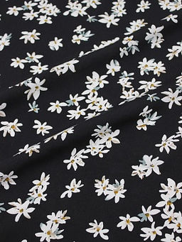Штапель Жасминовые цветочки на черном, ш.1.45м, вискоза-100%, 100гр/м.кв - Купава фото 6