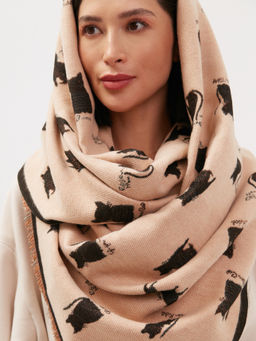 в составе шерсть Большой, мягкий, теплый двусторонний палантин с принтом