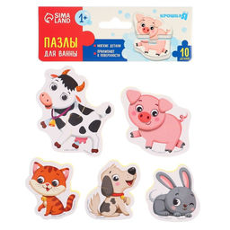 Пазлы для ванны Крошка Я «Домашние животные», макси, от 1 года
