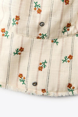 STRIPED FLORAL BUCKET HAT - Zara фото 4