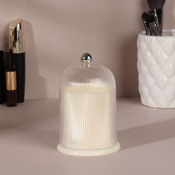 Органайзер для ватных палочек, с крышкой, d=7.4×11.6 см, молочный, прозрачный