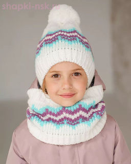 PQ 24 PD 24 Комплект для девочки флис (колпак+снуд) (52-54)