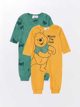 Bisiklet Yaka Winnie the Pooh Bask?l? Erkek Bebek Tulum 2li