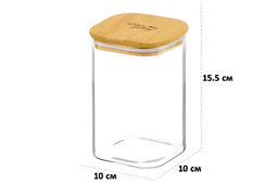 Банка д/хранения 1,1 л 10*10*15,5 см Crystal glass + бамбуков.крышка с силикон. прокладкой, стекло - Elan gallery фото 2
