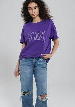 Mavi Logo Bask?l? Mor Tisort