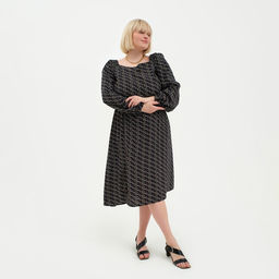Платье женское с разрезом MIST plus-size, размер 50, цвет чёрный