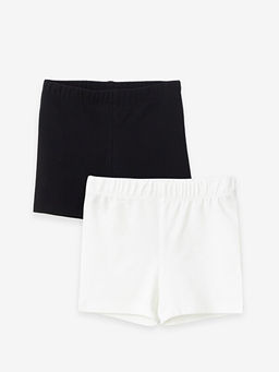 Beli Lastikli Basic K?z Bebek K?sa Tayt 2li