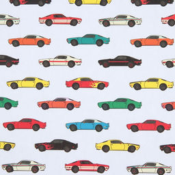 Цена за 10 шт. Бумага упаковочная крафтовая белая «Гоночные машинки», 50 x 70 см